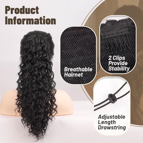 Rexnoz 18 Inch Curly Ponytail Extension Drawstring Ponytail Clip In Hair Extensions For Women Curly Synthetic Hairpiece For Daily Use Party thumb #3