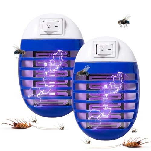 Qidures Profesional Lámparas AntiMosquitos, 2pcs Mata Moscas YMosquitos Eléctrico, Lámparas Antimosquitos Eléctrico con Luz UV, Mata Moscas Electrónico para Uso Doméstico ContraMosquitos,Dormitorio