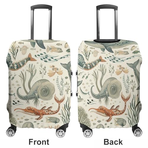 Marine Animal Pattern Travel Luggage Cover Anti-scratch Suitcase Cover Elastic Suitcase Protective Cover Fits 19-32 Inch Luggage M3