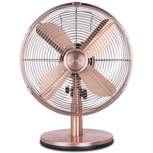 Air Pro 12 Desk Fan Portable 70 Degree Oscillating Metal Table Fan for Instant Cooling with Adjustable Tilt & 3 Speed Settings Compact Fan with Quiet Operation to use at Home Office or Bedroom