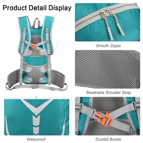 Mochila impermeable para senderismo 20L ligera azul claro miniatura 4