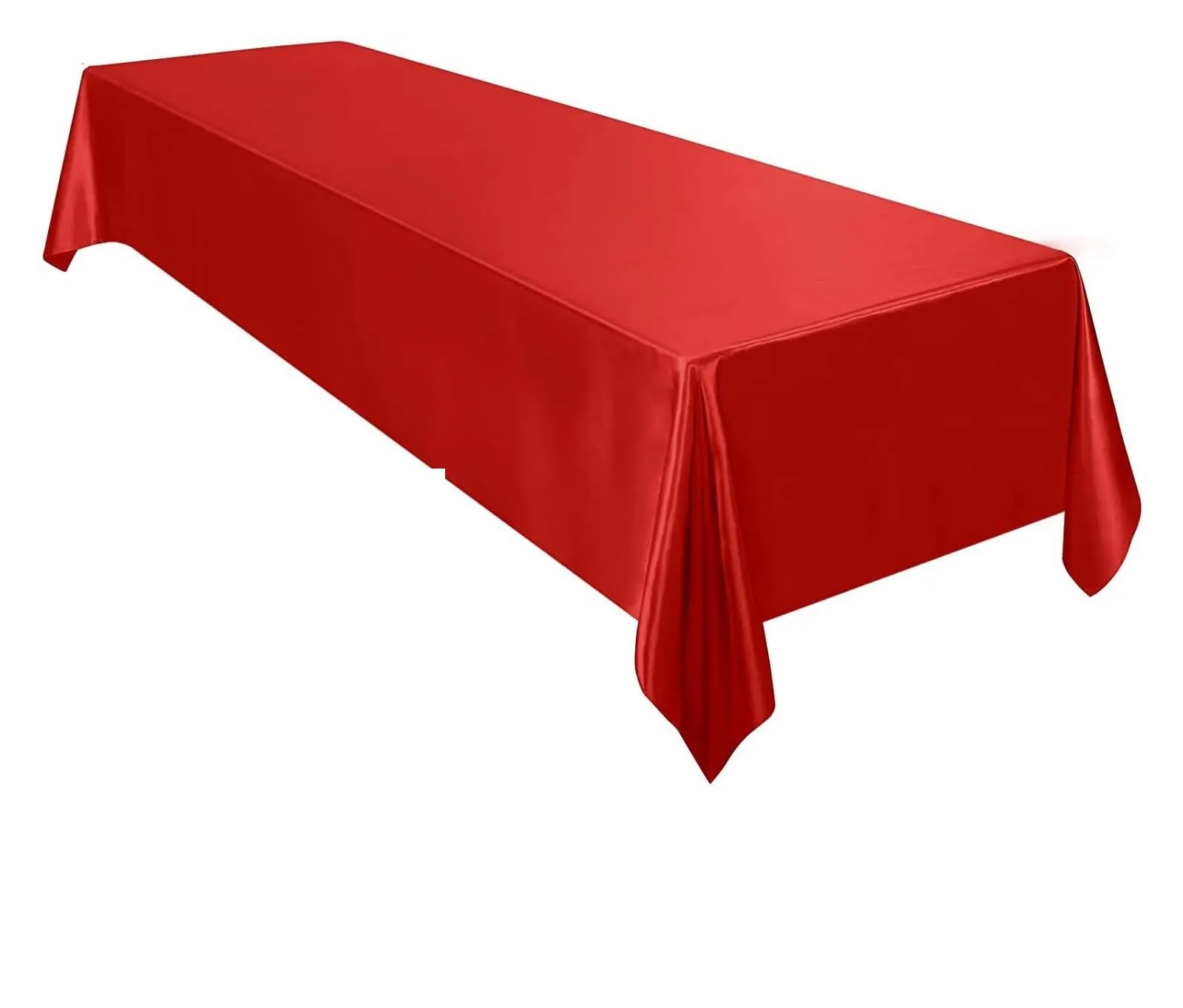 LOPJGGYF Green Satin Tablecloth Rectangle Wedding Party Table Cover Solid Color Banquet Restaurant Festival Dining Decor for Wedding Banquet Party Events(Red,145x180cm)