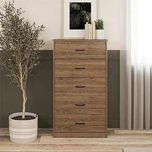 AZZAN Classic 5 Drawer Dresser (Color : Rustic Oak)