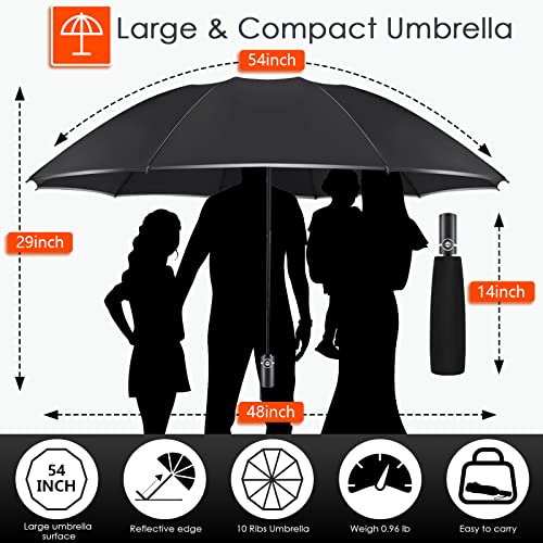 Bodyguard Inverted Umbrella Large Windproof Umbrellas For Rain Sun Travel Umbrella Compact With Reflective Stripe, Blue-46 In #TOP3