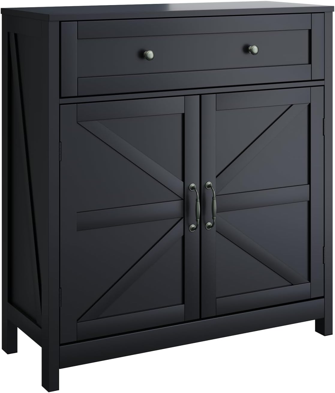 Kitchen Sideboard Buffet Cabinet,Farmhouse Storage Cabinet with Drawer and Adjustable Shelf,Barn Door Accent Cabinet for Kitchen,Dining Room,Entryway,Black