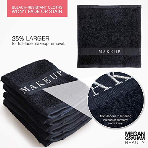 The Little Black Towel Makeup Remover Cloth - Luxury Washcloths For Gentle Face Wash, Removing Eye Liner, Mascara, Plus Foundation Eraser. Bleach Resistant, Soft Jacquard Lettering, Pack Of 4 #TOP6