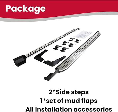 Miniatura 5 de Estribos laterales para Ford Explorer 2020-2024 2025 XLT, ST, Limited, Hybrid, Platino, Running Board Nerf Bar (con aletas de barro)