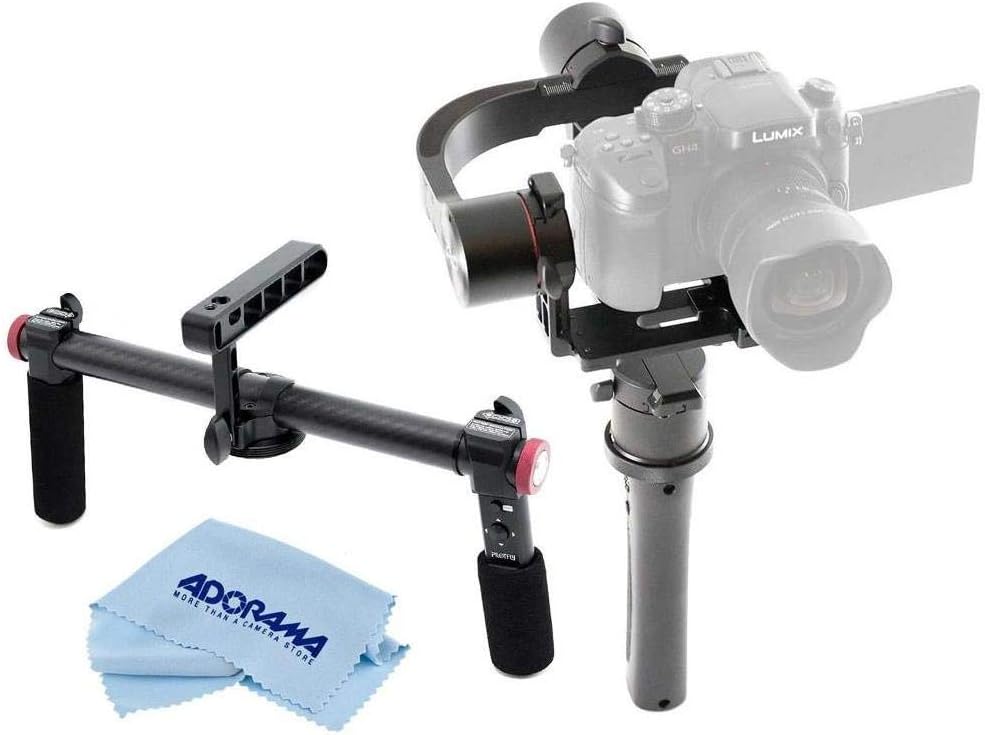 H2 3-Axis Handheld Gimbal Stabilizer for Mirrorless and DSLR Cameras, - Bundle with Pilotfly 2-Hand Holder for H2 and T1 Camera Gimbals, Microfiber Cloth