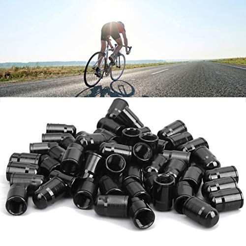 50 piezas de tapa para válvula Schrader de aleación de aluminio para neumáticos de bicicleta (Negro) miniatura 4