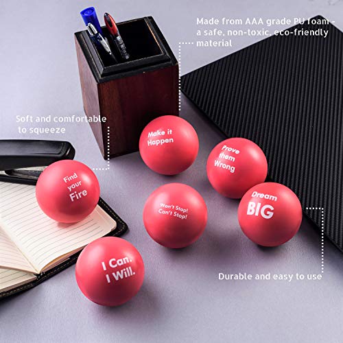 Pure Origins | Motivational Stress Balls | Gift 6 Pack | Fidget Accessory For Stress Relief, Special Needs, Concentration, Anxiety, Motivation, Adhd, Add, Autism And Team Building (Coral) #TOP1