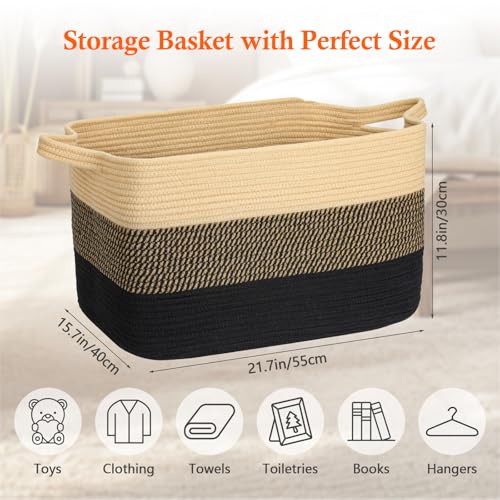 Grand panier rangement coton Alyvisun pour linge de lit et vêtements - 7