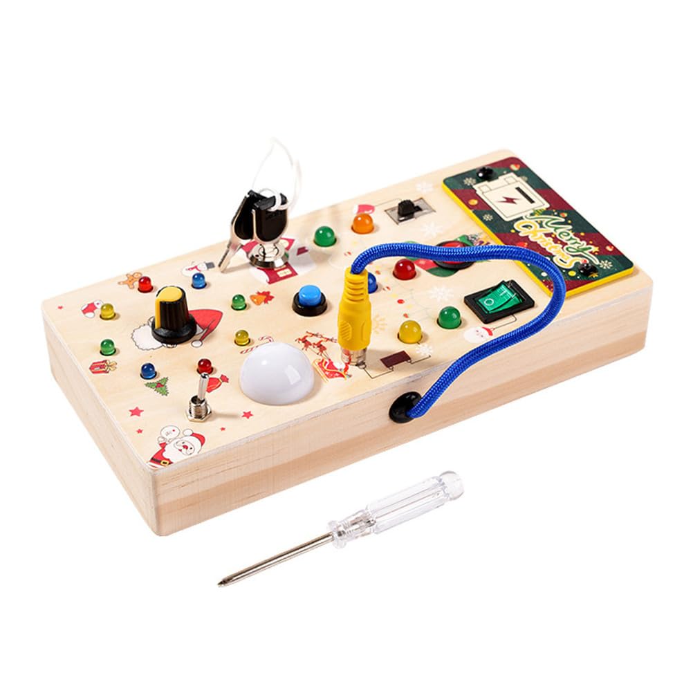 Montessori LED-Licht Beschäftigungsbrett, Holzschalter-Kontroll-Sensorikspielzeug, sensorisches Aktivitätsbrett