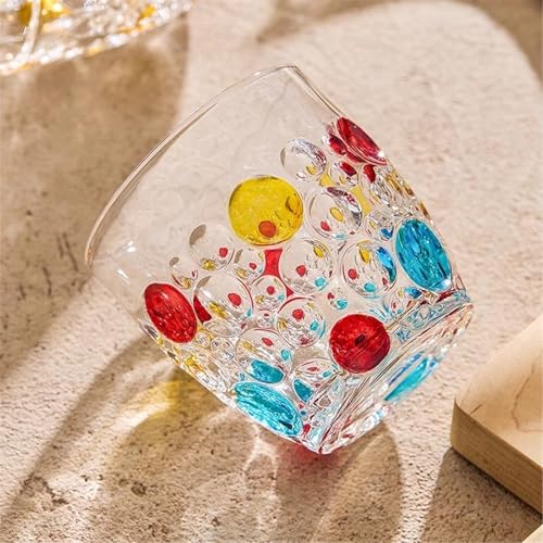 Vasos de beber de 10,5 oz de cristal hecho a mano multicolor para cocina 4