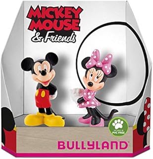 Bullyland 15083 Disney Mickey and Minnie Toy Set in Gift Box, 2 Pieces, Lovingly Hand Painted Figures, PVC Great Gift for Boys and Girls for Imaginative Play