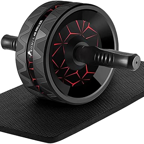ROMIX Ab Roller, Ab Wheel Roller with Extra Thick Non-Slip Knee Mat, Abdominal Exercise Equipment Workout Trainer Machine for Men Women Abs Core Rollout Body Fitness Muscle Strength Training Home Gym Cover