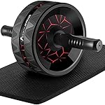 ROMIX Ab Roller Wheel, Wide Ab Wheel Roller with Extra Thick Knee Mat for Home Gym Fitness, Abs Workout Equipment for Abdominal and Core Strength Training for Men and Women, Exercise Wheels for Abs