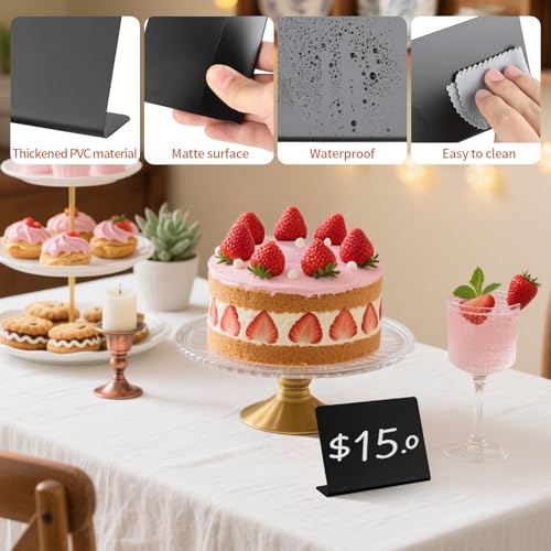 Kievano 30 Stück Mini Kreidetafeln – L-förmige Preisschilder Aufsteller 100x75mm, Wiederverwendbare Tafeln mit 7 Buntkreidestiften & 2 Reinigungstüchern für Buffet, Tischkarten, Hochzeit & Veranstaltu