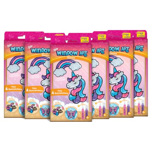 Image of Imagimake DIY Unicorn Glass Painting Kit - Pack of 6 | Unicorn Theme Glass Painting Kit | Art & Craft Kit for Girls | Perfect Birthday Return Gifts for Girls Ages 5,6,7,8,9,10
