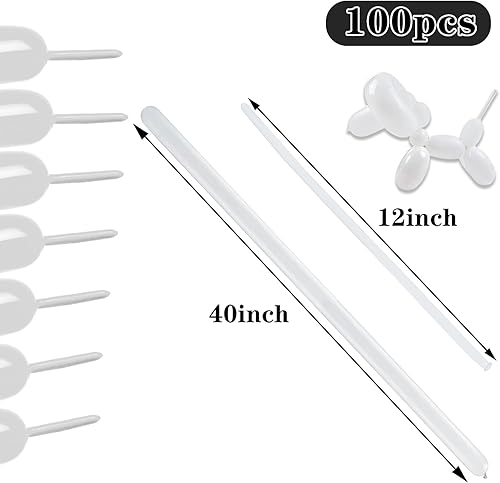 Miniatura 38 de Paquete de 260 globos largos, 100 globos negros de animales torcidos, globos mágicos largos de látex grueso para modelos de animales, Halloween