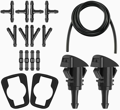 AUCELI Juego de 17 piezas de kit de manguera limpiaparabrisas, 12 conectores de manguera, manguera de líquido limpiaparabrisas de 5M, 2 boquillas