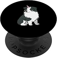 Vista 1 de Unicorn Border Collie PopSockets PopGrip intercambiable
