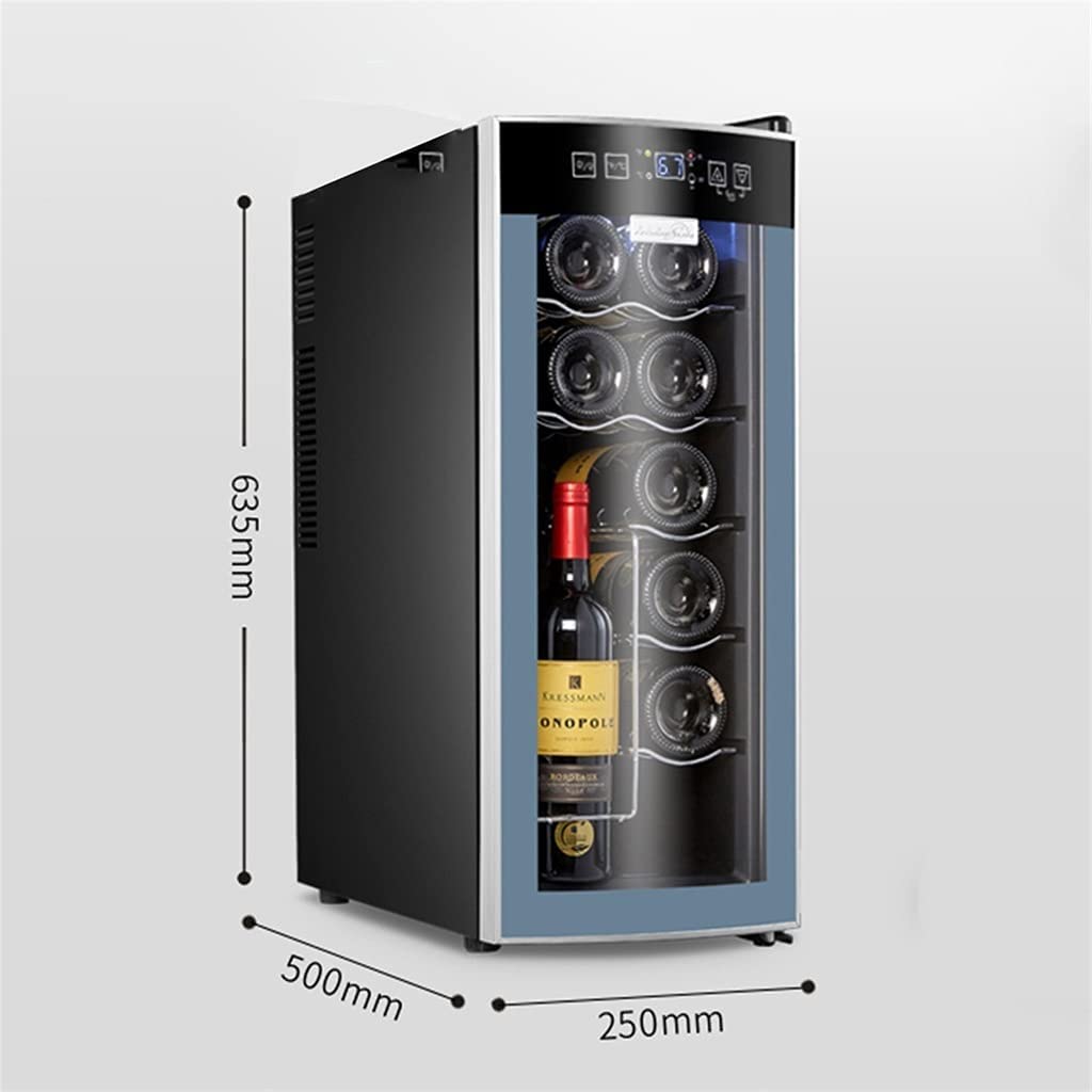 Bodega Independiente, Enfriador De Vino para 10 Botellas, Refrigerador De Vino con Temperatura Controlada, Barra De Hielo Doméstica, Refrigeración Electrónica (Gris 25 * 50 * 63,5 Cm)
