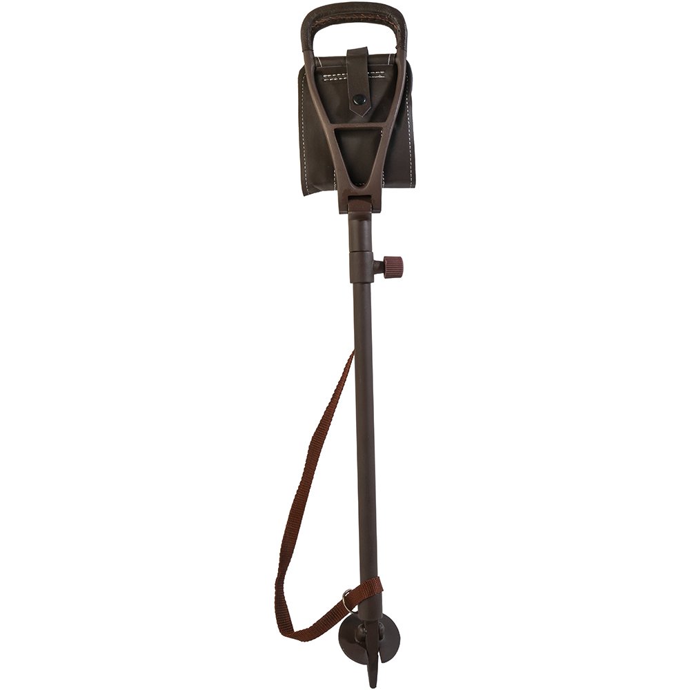 Januel – Sitzrute – Teleskopbeine – Sitzfläche Leder – Höhe 60 bis 100 cm – Freizeit Natur Outdoor Camping Jagd Angeln Bushcraft – Braun