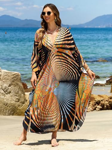 Women 2025 Summer Kaftan Dresses Plus Size Bathing Suit Cover Up Moo Moos Beach Dress for Swimwear Caftan Dress4