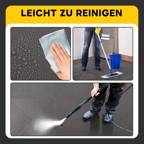 20 Stück PVC Garagenboden 40 x 40 cm Garagenboden Fliesen aus Gummi Gummifliesen rutschfeste Garagenbodenfliesen Ineinandergreifende Werkstattboden Strapazierfähiges Gummifliesen,18mm Stärke, Grau