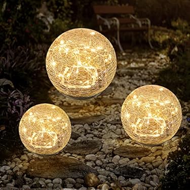 AMAZON - Bannad Garden Solar Lights, Cracked Glass Ball Waterproof Warm White LED for Outdoor Decor Decorations Pathway Patio Yard Lawn, 1 Globe (5.9Inch)