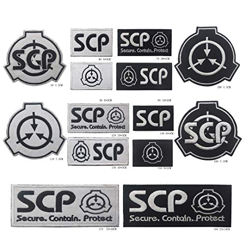 OYSTERBOY 14pcs Assorted Size Thread Embroidered Tactical Hook and Look Backed Patch SCP Containment Procedures Foundation Secure Contain Protect
