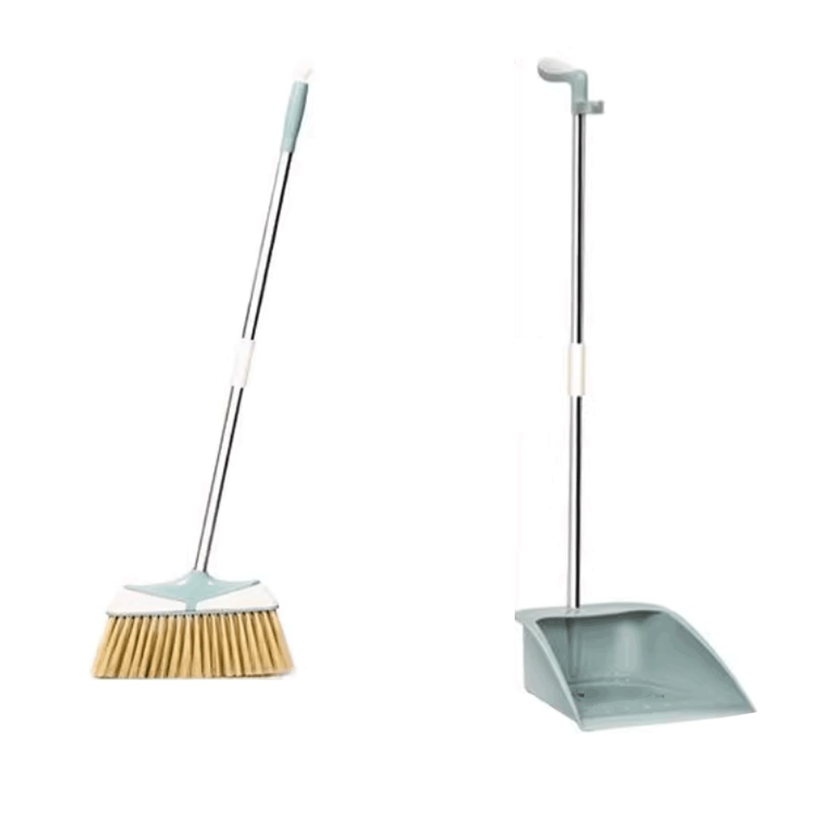 Set Scopa e Paletta in plastica Scopa e Paletta in Acciaio Inox con Paletta a Scatto Scopa e Paletta Verdi
