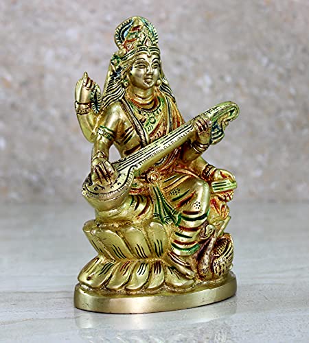 Estatua de Saraswati Maa de Bronce para Decoración miniatura 5