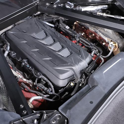Image of CHEAYAR Engine Bay Panel Cover Compatible with Chevrolet Corvette C8 2020-2023, Engine Shroud Cover Panel Trims, C8 Accessories 2PCS (Engine Rod - Black)