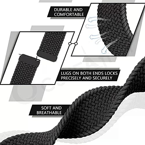 Image of CellFAther 20mm Watch Band Elastic Nylon Loop with Quick Release pins Compatible with Samsung Galaxy Watch Active 2 44,40mm / Galaxy Watch 3 41mm / Galaxy Watch 42mm /Gear S2 /Classic (Black)