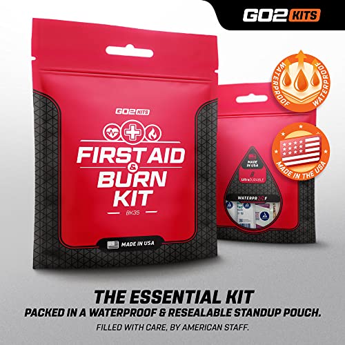 Go2Kits First Aid & Burn Kit - Complete Burn Care - 1 Pack In Compact All-Purpose Resealable Pack For Home, Office, Car & Travel (Bk35) #TOP1