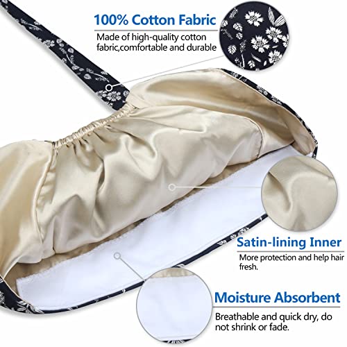 Image of Adjustable Scrub Cap with Button, Satin-Lined Cotton Scrub Hat Sweatband, Elastic Working Hat Unisex, One Size