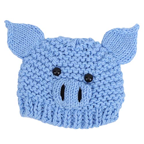 Baby Knitted Hat, No Fading Baby Hat Crochet Pig Hat Durable Practical for Photography(Blue)