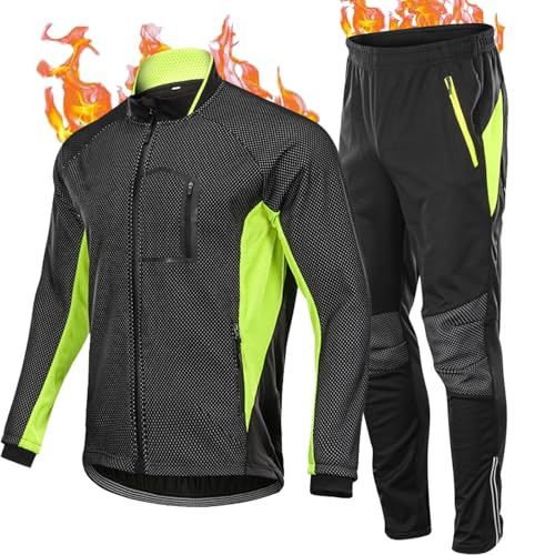 HOMTOL Herren Radjacke set Winter Thermal wasserdicht Winddicht...