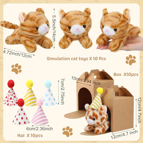 10 Set Mini Stuffed Cats for Kids Adopt a Pet Party Favors, Prone by Motionchic - Used condition - Image 2