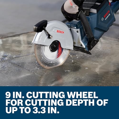 Image of BOSCH GCS18V-230N 18V Brushless Cordless 9-Inch Cutoff Saw for Concrete & Metal Cutting | Lightweight Ergonomic Design, 6-Position Cutting Guard, Water Shut-Off Valve, Easy Wheel Change (Bare Tool)