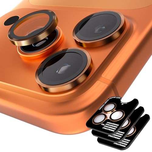 (3 Sets) Orzero Camera Lens Protector Compatible for iPhone 17 Pro&17 Pro Max&16 Pro&16 Pro Max&15 Pro&15 Pro Max&14 Pro&14 Pro Max, [EZ Install] [Case-Friendly] 9H Tempered Glass CD Pattern Lens