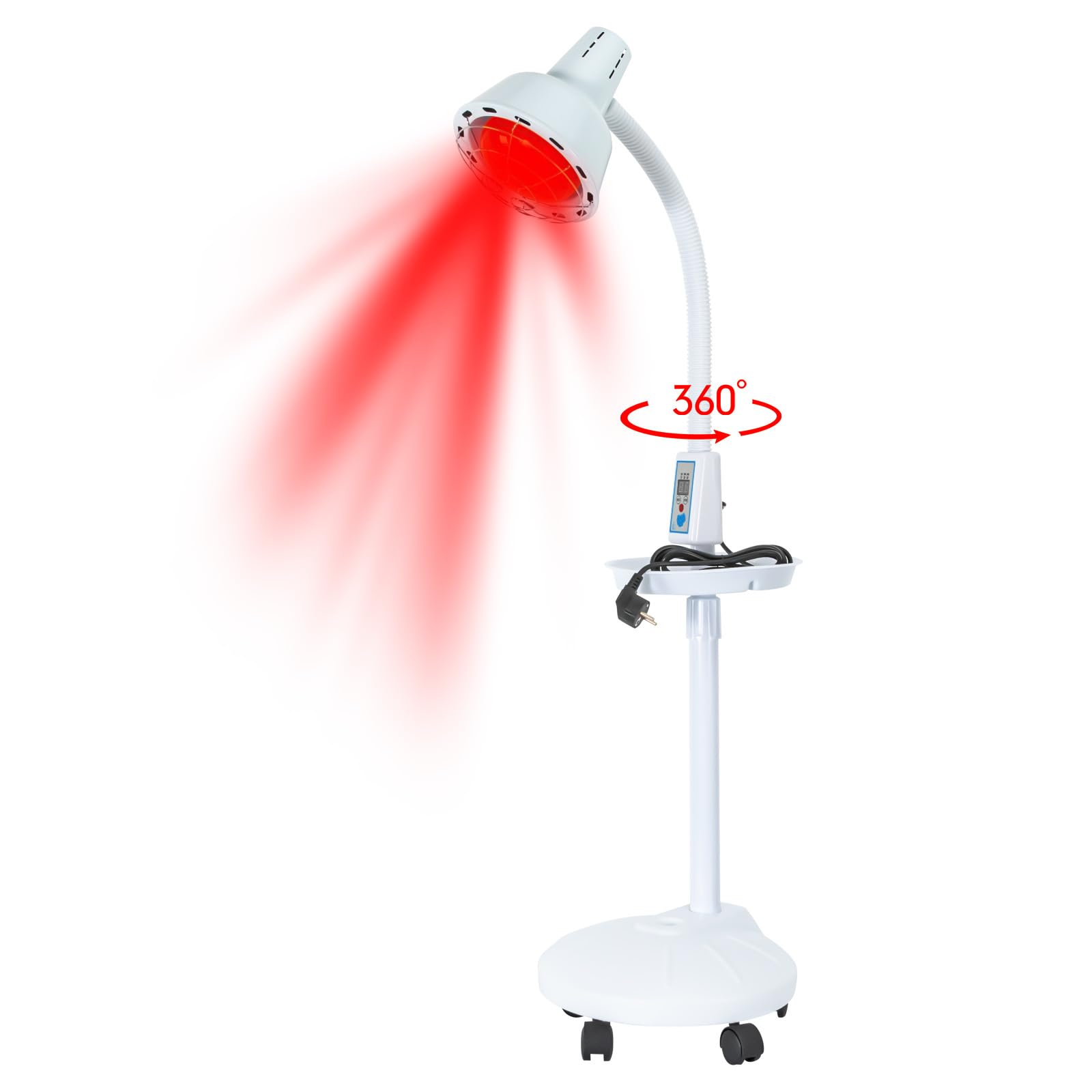 275W Lampe Infrarouge Chauffante Lampe de Thérapie Infrarouge Température Réglable Fonction de Minutage Hauteur Réglable Avec Affichage et Roue Rotative à 360°,Pour Salon de Beauté,Maison