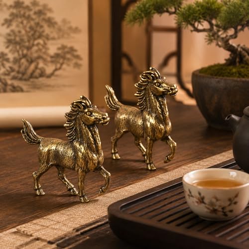 Estatua de bronce de caballo del zodiaco 4 piezas estilo chino retro miniatura 5