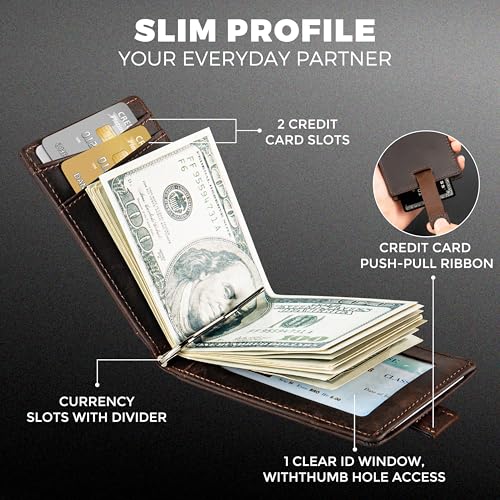 USMC Wallet RFID-Blocking Marine Corps Bi-Fold Card Holder | Crazy Horse Leather & Money Clip– Disabled USMC Vet Owned SMALL Business4