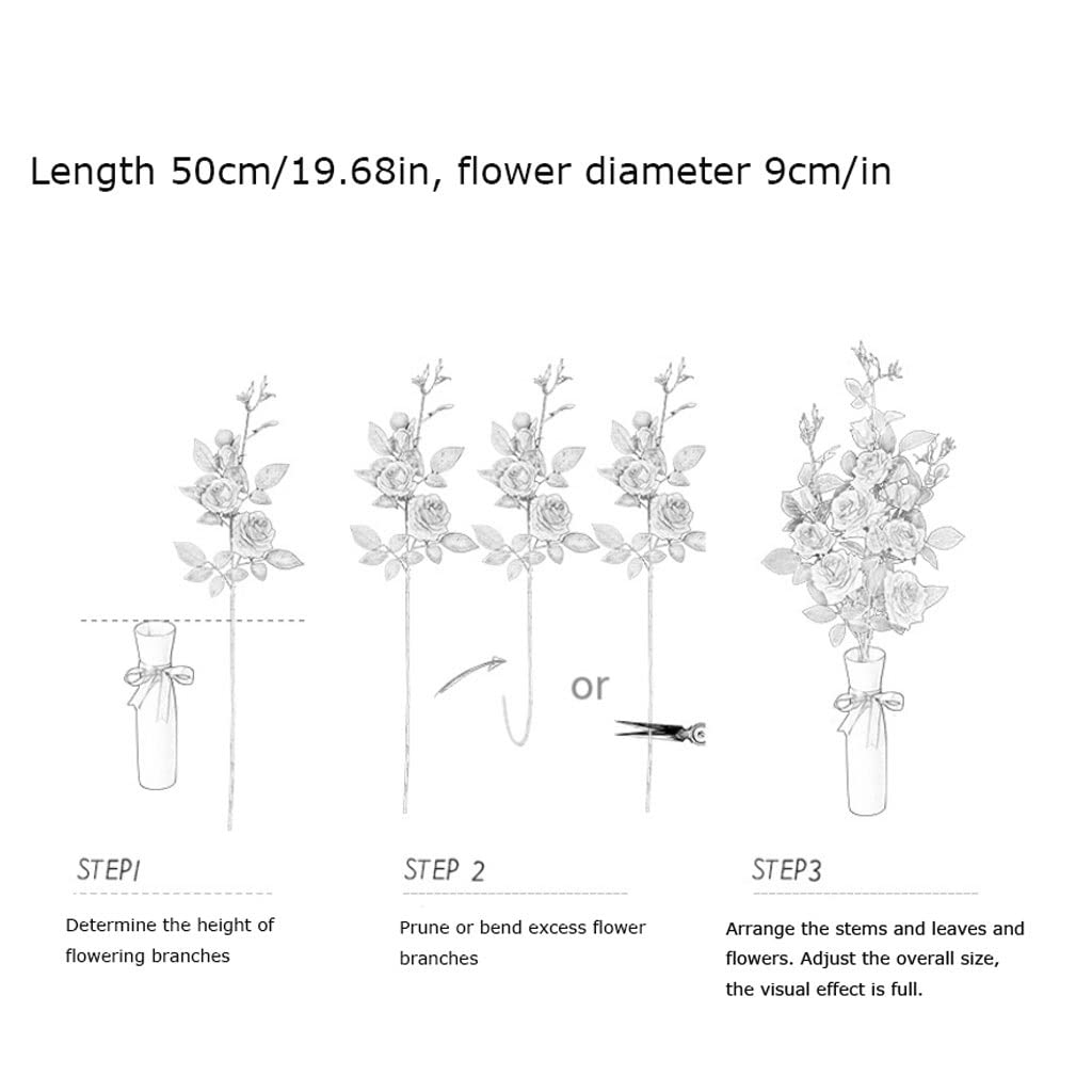 Fiori Artificiali Finti 10 Pezzi Rose Fiori a Stelo Lungo Singolo Bouquet da Sposa Composizione Floreale Centrotavola per Matrimoni Decorazioni Composizioni (b) (a A)