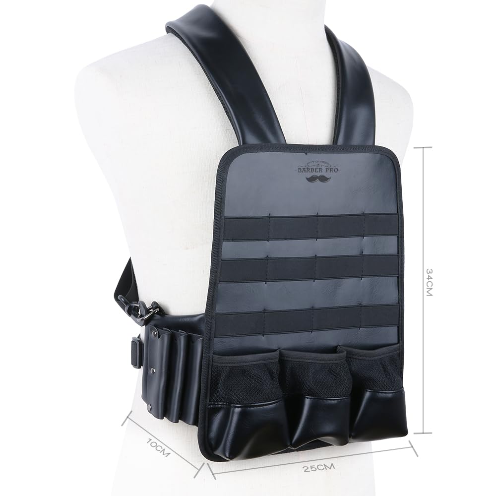Bolsa para tijeras de peluquería, bolsa de cuero para aparejos de pecho, chaleco, herramientas de corte de pelo y tijeras de peluquería, 13 x 9.7 pulgadas