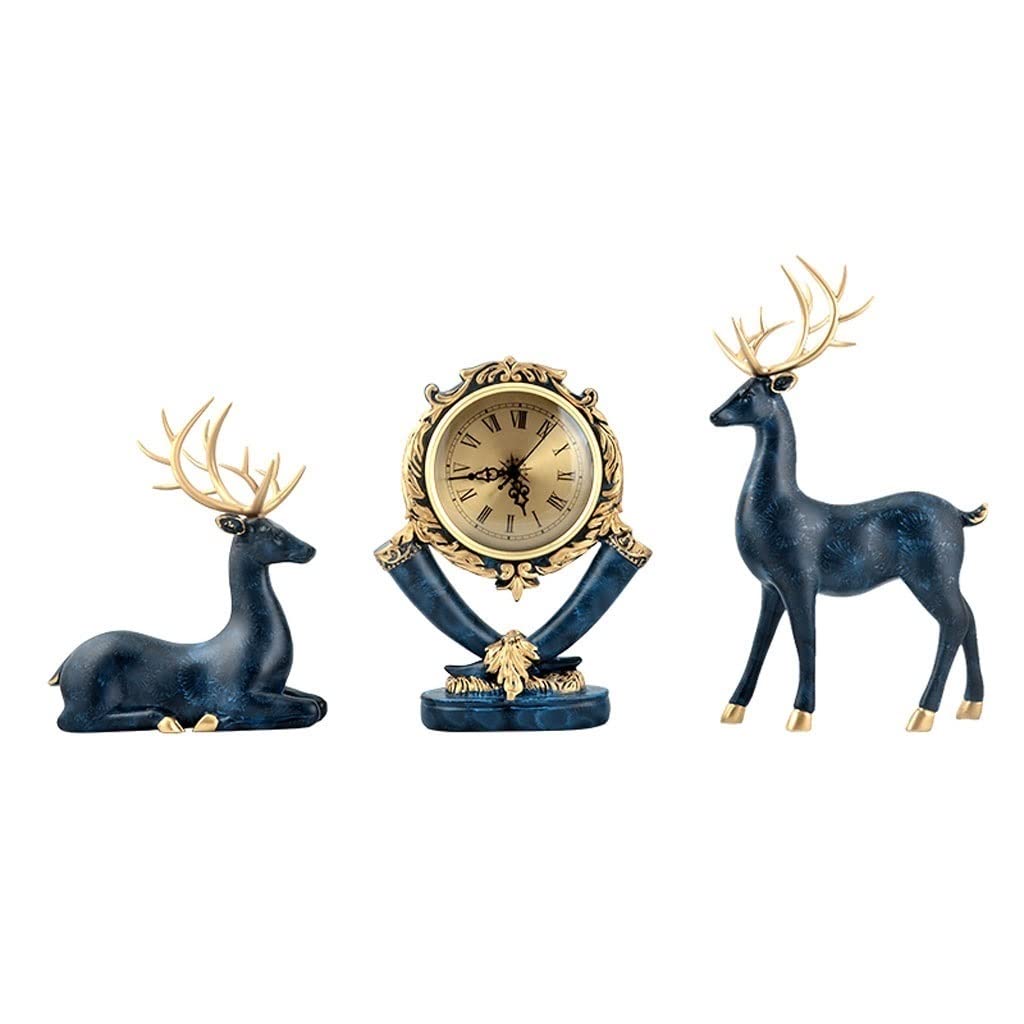Aottsd D Elephant Statue Resin Three Piece Clock Esktop Living Room Ecor Color