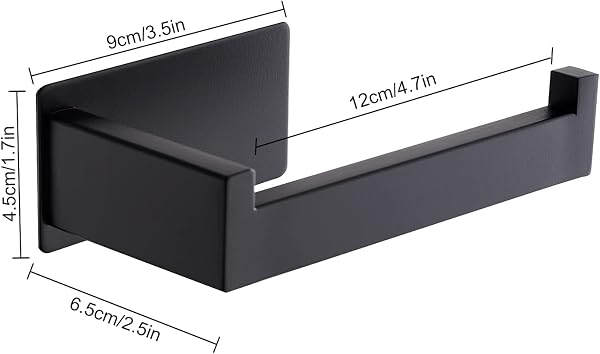 Aikzik Toilettenpapierhalter, Klopapierhalter ohne Bohren, Toilettenpapierhalter Schwarz, Edelstahl Klorollenhalter, Wc Papier Halterung Rollenhalter mit Kleber für Badzimmer - 3