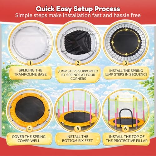 Image of Toy Imagine 55 Inch Trampoline for Kids with Safety Net | Indoor & Outdoor | Powerful Loading Capacity | Stainless Steel Frame & Legs